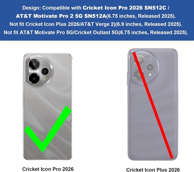 Ailiber for AT&T Motivate Pro 2 5G Phone Case, Cricket Icon Pro 2026 Screen Protector, Dual Layer Shockproof Protective, Silicone Bumper Non Slip Back, Heavy Duty Rugged Hard Cell Phone Cover-Blue - Image 2